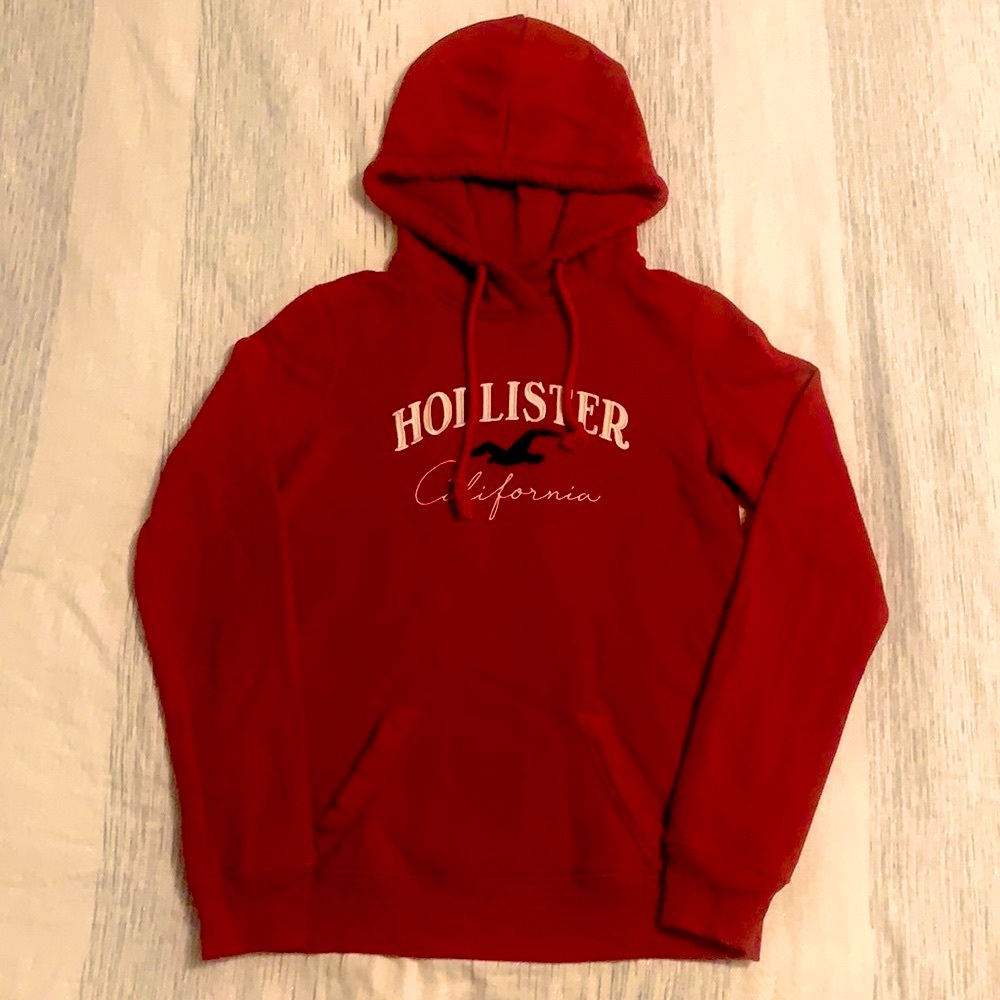 Red Hollister Drawstring Hoodie